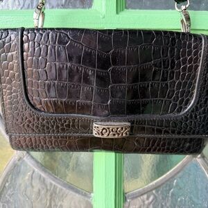 Brighton Black Crocodile-Embossed Clutch
